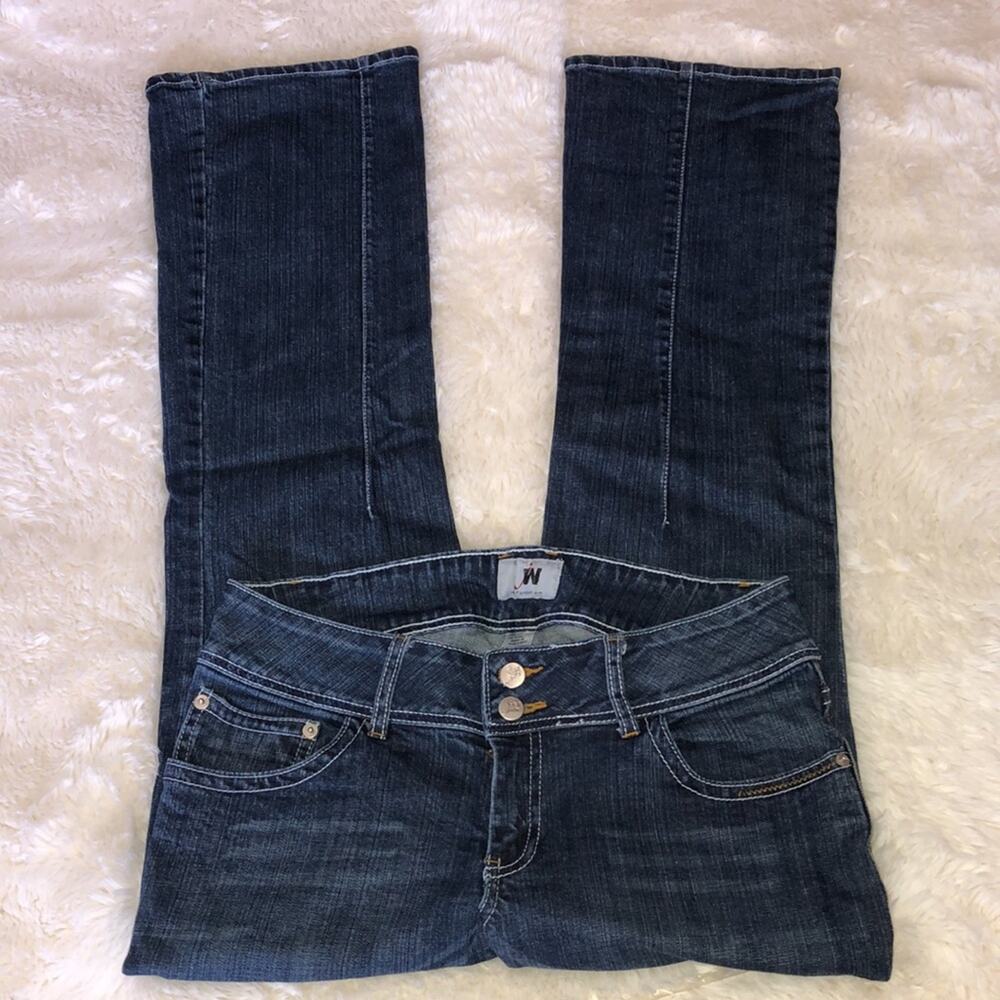 Western JW Junction West Dark Denim Flare Jeans Cowboy Double Button 10